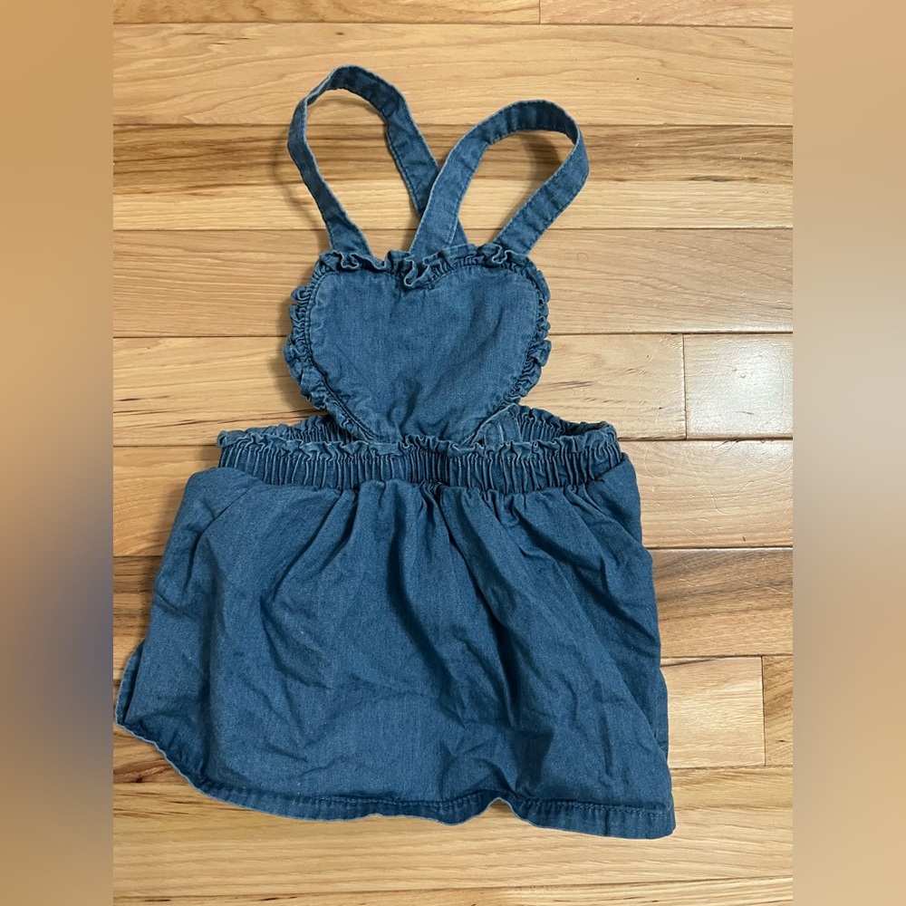 Cat & Jack Heart-Shaped Blue Denim Overall Dress